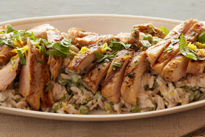 Creamy Lemon-Pepper Orzo with Grilled Chicken